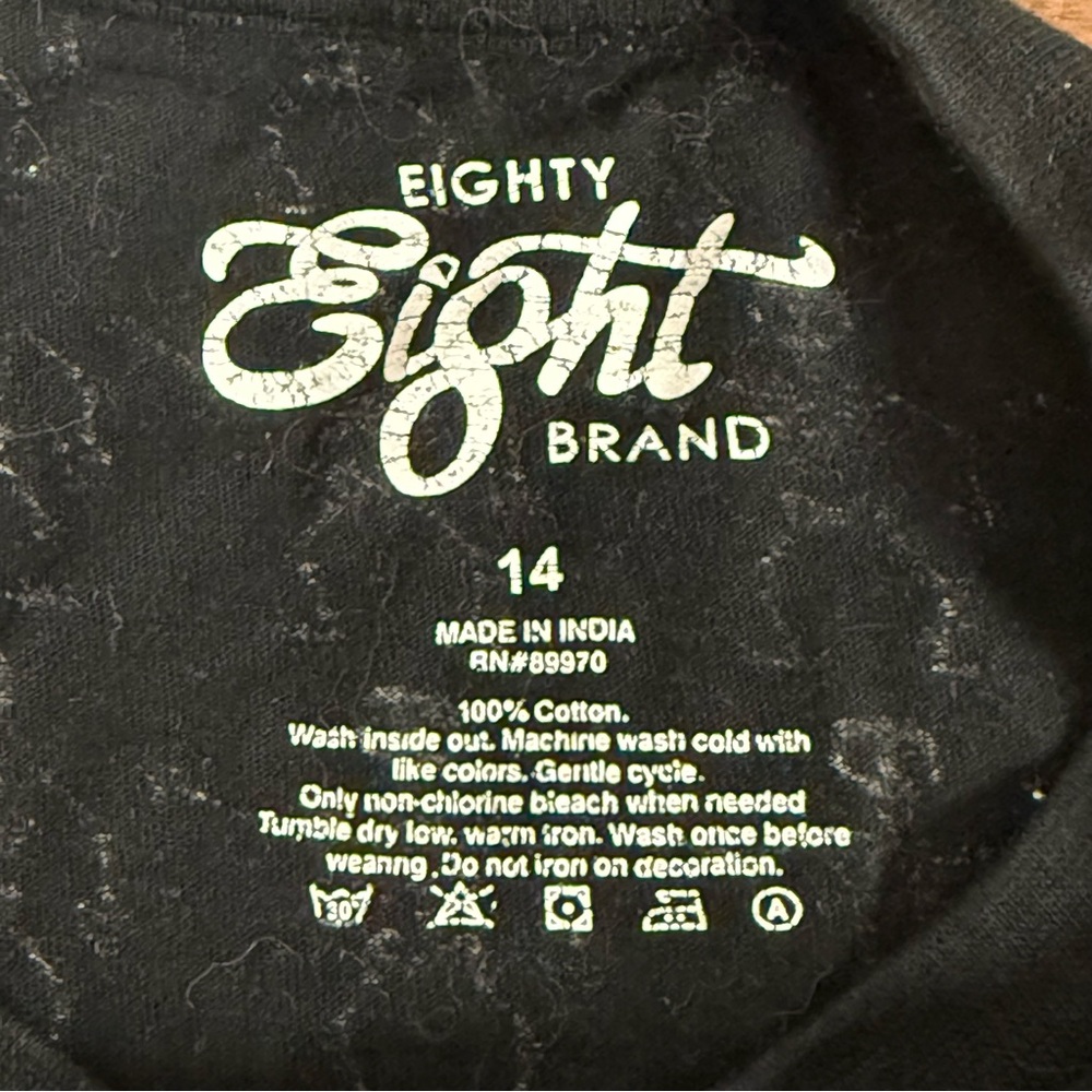 Eighty Eight Brand Black Skeleton Graphic Tee Cotton Short Sleeve Size 14 - Picture 6 of 7